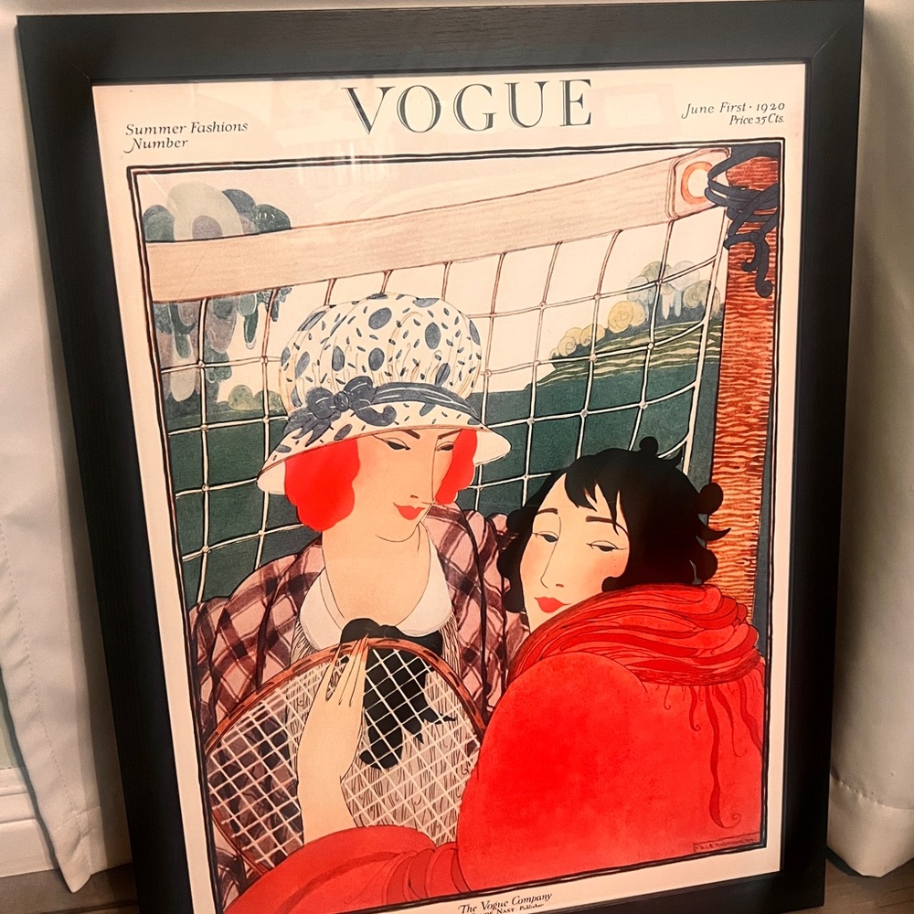 Framed Vogue illustrated art print - “Two women in front” by Helen Dryden